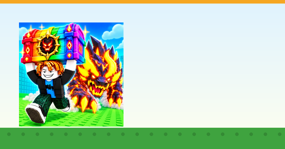 Steal From The Rich! — blocky avatar carrying a rainbow gem crate away from a lava beast